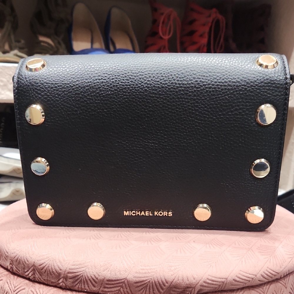 Michael Kors Black Studded Crossbody Bag